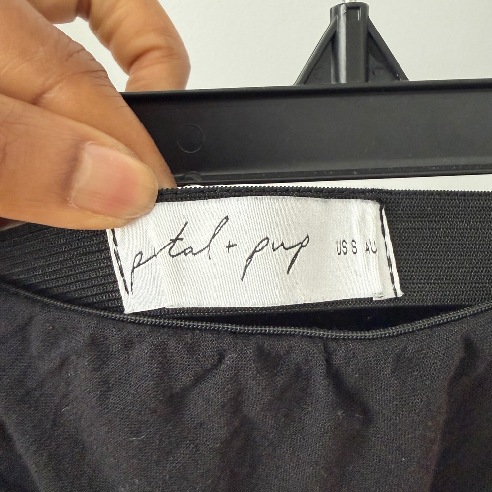 Petal + Pup sz 6 Black 100% Cotton Textured Midi Skirt High Waisted Boho NWOT - Picture 4 of 6